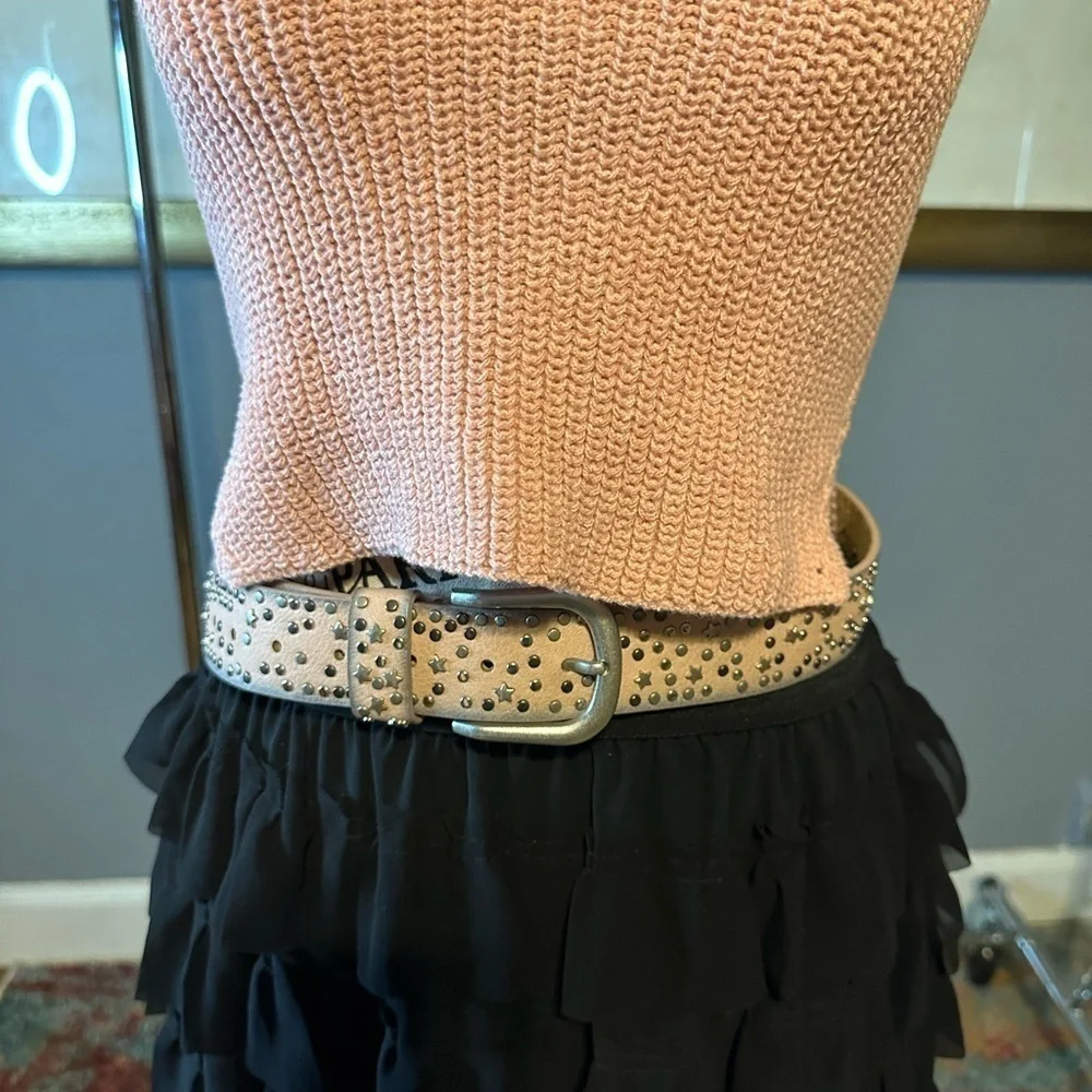 Pale bLush pink studded belt. 41.33 inches long